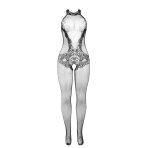 SUBBLIME - 951801 FISHNET AND LACE CROTCHLESS BODYSTOCKING WITH HIGH NECK BLACK ONE SIZE - imagine 5