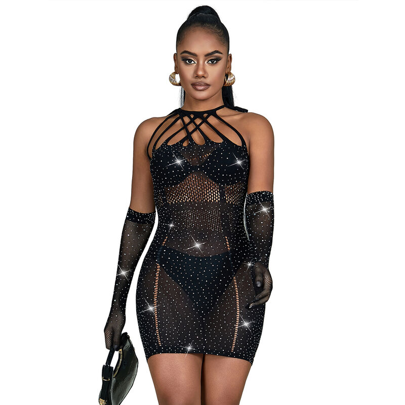 img_185083_3b9f114cc92b455046ae8e7ed77c943d_1.jpg SUBBLIME - 952235 FISHNET DRESS WITH RHINESTONES BLACK ONE SIZE - imagine 1