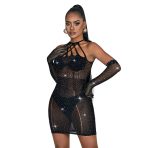 SUBBLIME - 952235 FISHNET DRESS WITH RHINESTONES  BLACK ONE SIZE - imagine 4