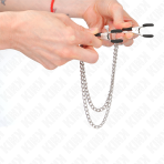 KINK - NIPPLE CLAMPS WITH 2 THICK CHAINS SILVER 20/23 CM - imagine 4