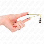 KINK - GOLD THIN NIPPLE CLAMPS WITH 3 BLACK GLASS BEADS 7 CM - imagine 4