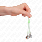 KINK - LUMINOUS SKULL NIPPLE CLAMPS WITH RING BELLS ADJUSTABLE GREEN / SILVER - imagine 4