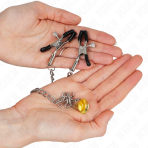KINK - CHAIN NIPPLE CLAMPS WITH HORN PENDANT 30 CM - imagine 2