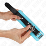 KINK - PREMIUM LOCKABLE WRIST RESTRAINTS BLACK / BLUE ADJUSTABLE 21-28 CM X 5.5 CM - imagine 2