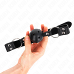 KINK - BREATHABLE BALL 4 CM GAG WITH DOUBLE RIVET MODEL 1 BLACK 62.5 x 2.5 CM ADJUSTABLE 42-58 CM - imagine 2
