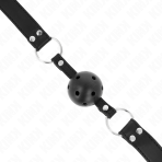 KINK - BREATHABLE BALL 4 CM GAG WITH DOUBLE RIVET MODEL 1 BLACK 62.5 x 2.5 CM ADJUSTABLE 42-58 CM - imagine 4