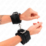 KINK - RHINESTONE BUCKLE WRIST RESTRAINTS BLACK ADJUSTABLE 25-32 CM X 5.5 CM - imagine 3