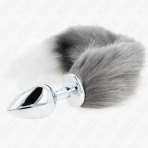 KINK - ANAL PLUG SIZE L 10 X 4 CM WITH SYNTHETIC TAIL 40 CM GREY AND WHITE - imagine 3