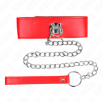 KINK - NECKLACE WITH BELT 65 CM WITH WIDE RED STRAP ADJUSTABLE 33.5-41 CM X 5 CM - imagine 3