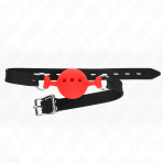 KINK - FULL SILICONE GAG 55 x 2 CM WITH 4.5 CM BALL SIZE M RED ADJUSTABLE 35-51 CM - imagine 3