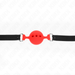 KINK - FULL SILICONE GAG 55 x 2 CM WITH 4.5 CM BALL SIZE M RED ADJUSTABLE 35-51 CM - imagine 4