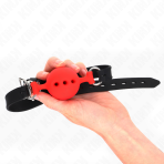 KINK - FULL SILICONE GAG 55 x 2 CM WITH 4.5 CM BALL SIZE M RED ADJUSTABLE 35-51 CM - imagine 2