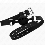 KINK - FULL SILICONE GAG 55 x 2 CM WITH 4 CM BALL SIZE S BLACK ADJUSTABLE 35-51 CM - imagine 2