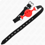 KINK - FULL SILICONE GAG 55 x 2 CM WITH 4 CM BALL SIZE S RED ADJUSTABLE 35-51 CM - imagine 4