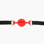 KINK - FULL SILICONE GAG 55 x 2 CM WITH 4 CM BALL SIZE S RED ADJUSTABLE 35-51 CM - imagine 5