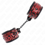 KINK - DIAMOND PATTERN WRIST RESTRAINTS DARK RED ADJUSTABLE 17-26 CM X 5.5 CM - imagine 2