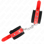 KINK - NYLON WRIST RESTRAINTS BLACK WITH LEATHERETTE RED ADJUSTABLE 19-24 CM X 5.5 CM - imagine 2