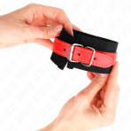 KINK - NYLON WRIST RESTRAINTS BLACK WITH LEATHERETTE RED ADJUSTABLE 19-24 CM X 5.5 CM - imagine 3