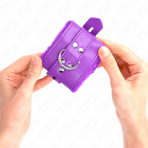KINK - FUR LINED WRIST RESTRAINTS WITH SQUARE HOLES PURPLE AND PURPLE BELT ADJUSTABLE 17-29 CM X 6 CM - imagine 3
