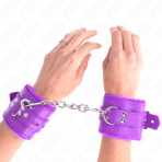 KINK - FUR LINED WRIST RESTRAINTS WITH SQUARE HOLES PURPLE AND PURPLE BELT ADJUSTABLE 17-29 CM X 6 CM - imagine 4