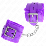 KINK - FUR LINED WRIST RESTRAINTS WITH SQUARE HOLES PURPLE AND PURPLE BELT ADJUSTABLE 17-29 CM X 6 CM - imagine 2