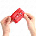 KINK - PREMIUM FUR LINED WRIST RESTRAINTS RED WITH RED BELT ADJUSTABLE 17-29 CM X 6 CM - imagine 3