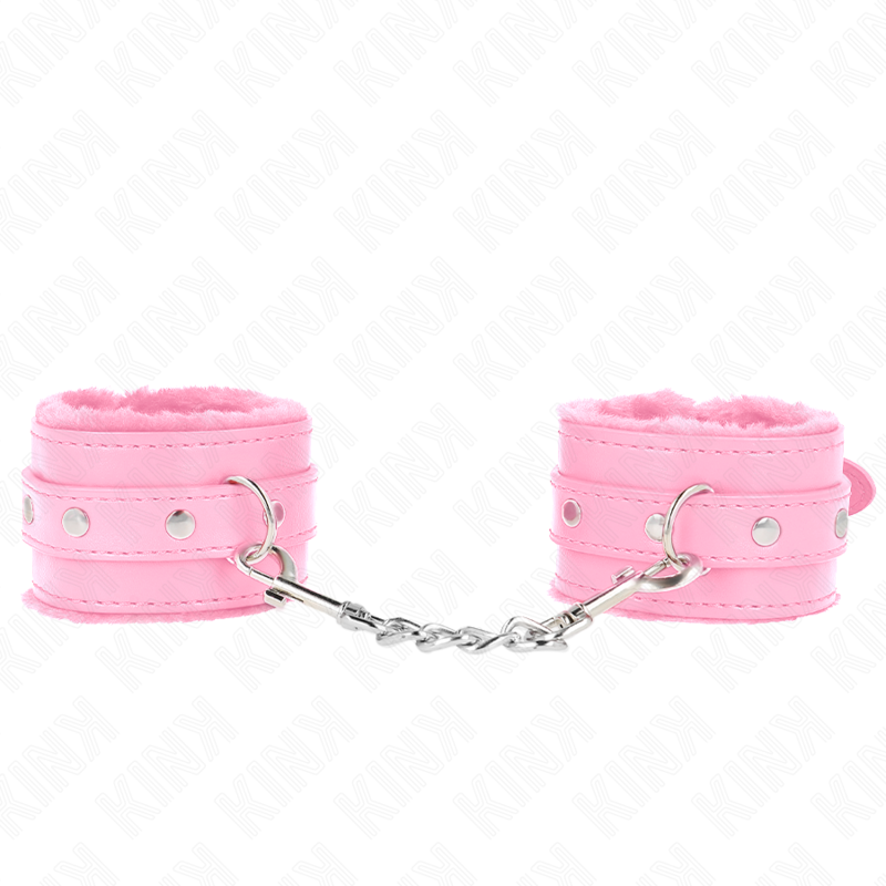 img_189383_5bc0f9c73b288cefde0384030873956a_1.png KINK - PREMIUM FUR LINED WRIST RESTRAINTS PINK WITH PINK BELT ADJUSTABLE 17-29 CM X 6 CM - imagine 1
