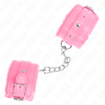 KINK - PREMIUM FUR LINED WRIST RESTRAINTS PINK WITH PINK BELT ADJUSTABLE 17-29 CM X 6 CM - imagine 2