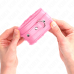 KINK - PREMIUM FUR LINED WRIST RESTRAINTS PINK WITH PINK BELT ADJUSTABLE 17-29 CM X 6 CM - imagine 3