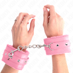 KINK - PREMIUM FUR LINED WRIST RESTRAINTS PINK WITH PINK BELT ADJUSTABLE 17-29 CM X 6 CM - imagine 4