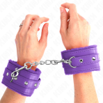 KINK - PREMIUM FUR LINED WRIST RESTRAINTS PURPLE WITH PURPLE BELT ADJUSTABLE 17-29 CM X 6 CM - imagine 4