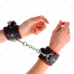 KINK - FUR LINED WRIST RESTRAINTS RED / BLACK ADJUSTABLE 17-29 CM X 6 CM - imagine 4