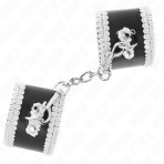 KINK - BLACK WRIST RESTRAINTS WITH WHITE DECORATE LACE ADJSUTABLE 20-23 CM X 5.5 CM - imagine 2