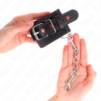 KINK - BLACK WRIST RESTRAINTS WITH RED HEART INLAY ADJUSTABLE 21-28 CM X 5.5 CM - imagine 3