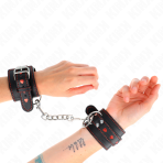 KINK - BLACK WRIST RESTRAINTS WITH RED HEART INLAY ADJUSTABLE 21-28 CM X 5.5 CM - imagine 4