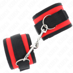 KINK - NYLON BIND HOOKLOOP WRIST RESTRAINTS RED-BLACK MODEL 2 ADJUSTABLE 18-35 CM X 6 CM - imagine 2
