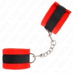 KINK - BEGINNER FUR HAND CUFFS BLACK-RED 30 X 7 CM - imagine 2