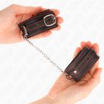 KINK - SMALL WRIST RESTRAINTS BLACK WITH RED LINING ADJUSTABLE 14-24 CM X 3.5 CM - imagine 3