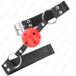KINK - BREATHABLE BALL 4 CM GAG WITH DOUBLE RIVET RED 62.5 x 2.5 CM ADJUSTABLE 42-58 CM - imagine 2