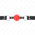 KINK - BREATHABLE BALL 4 CM GAG WITH DOUBLE RIVET LEATHER 62.5 x 2.5 CM ADJUSTABLE 42-58 CM - imagine 3