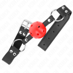 KINK - BREATHABLE BALL 4 CM GAG WITH DOUBLE RIVET LEATHER 62.5 x 2.5 CM ADJUSTABLE 42-58 CM - imagine 2