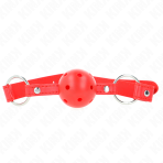 KINK - BREATHABLE BALL 4 CM GAG WITH DOUBLE RIVET MODEL 1 RED 62.5 x 2.5 CM ADJUSTABLE 42-58 CM - imagine 3