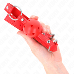 KINK - BREATHABLE BALL 4 CM GAG WITH DOUBLE RIVET MODEL 1 RED 62.5 x 2.5 CM ADJUSTABLE 42-58 CM - imagine 4