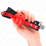 KINK - RED HOLLOW HARD BALL 4 CM GAG BLACK STRAP 60 x 2 CM ADJUSTABLE 37-52 CM - imagine 3