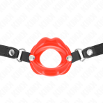 KINK - LIP 8 CM GAG WITH RED LEATHERETTE STRAP 63 x 2 CM ADJUSTABLE 39-58 CM - imagine 3