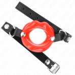 KINK - LIP 8 CM GAG WITH RED LEATHERETTE STRAP 63 x 2 CM ADJUSTABLE 39-58 CM - imagine 2