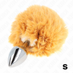 KINK - STAINLESS STEEL PLUG 7 x 3 CM WITH BEIGE FAUX FUR RABBIT TAIL 8 CM - imagine 3