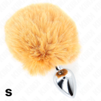 KINK - STAINLESS STEEL PLUG 7 x 3 CM WITH BEIGE FAUX FUR RABBIT TAIL 8 CM - imagine 4