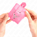 KINK - FUR LINED WRIST RESTRAINTS WITH SQUARE HOLES PINK AND PINK BELT ADJUSTABLE 17-29 CM X 6 CM - imagine 4
