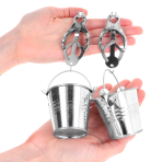 KINK - JAPANESE CLOVER NIPPLE CLAMPS WITH BUCKETS SILVER - imagine 3